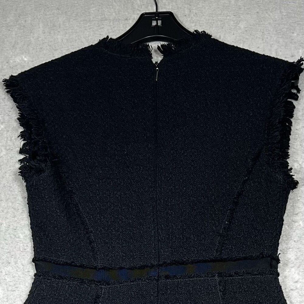 Rebecca Taylor Dress Womens Size 4 Black Tweed Fringe Sleeveless A-Line Dress - Picture 5 of 10